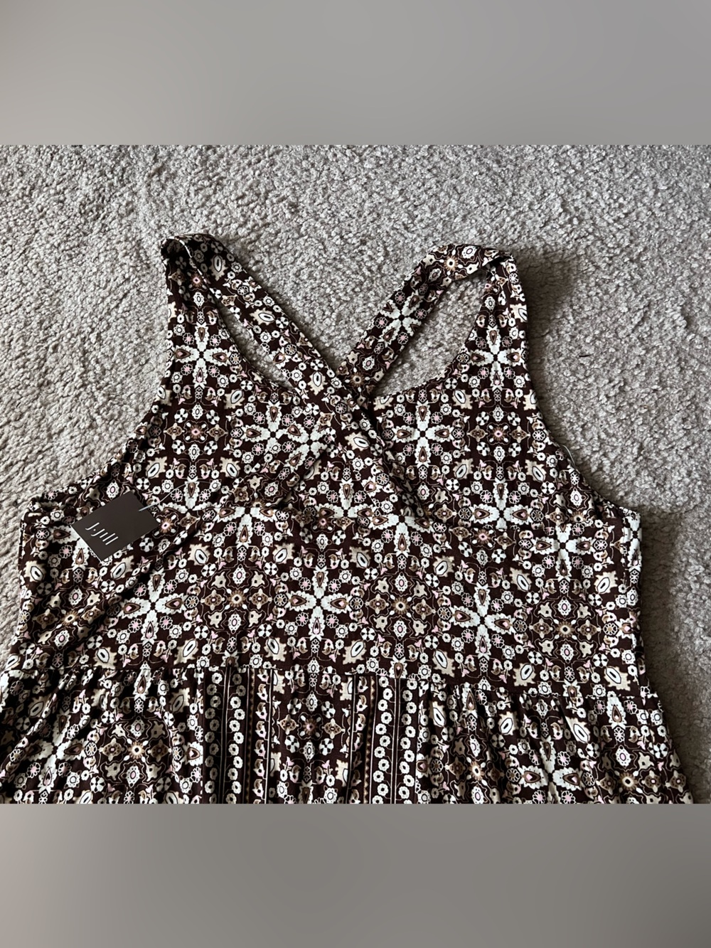 NWT J. Jill Kona ST Geometric Cross-Back Knit Midi Dress SZ LP - Picture 9 of 11